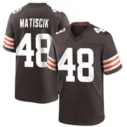 Brown Men's Brent Matiscik Cleveland Browns Game Team Color Jersey